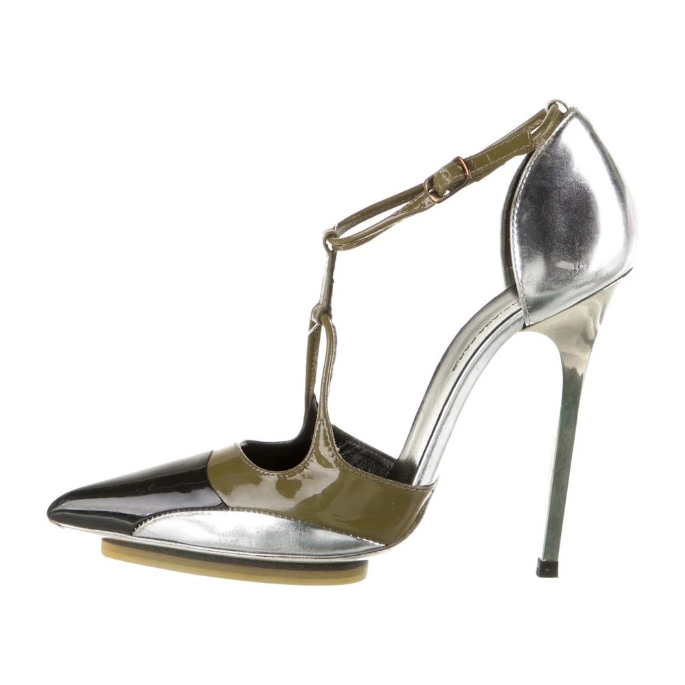 Balenciaga *RARE* authentic leather colorblock pattern T-Strap pumps